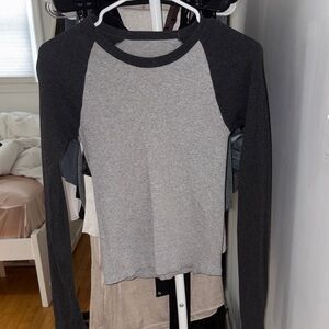 Brandy Melville Gray and Black Long Sleeve Top